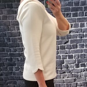 Folded Boatneck Cream 3/4 Sleeve Top
